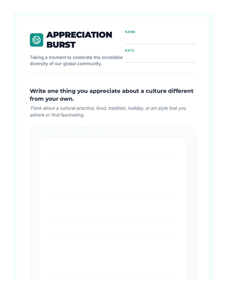 Culture Connection Activity Sheet