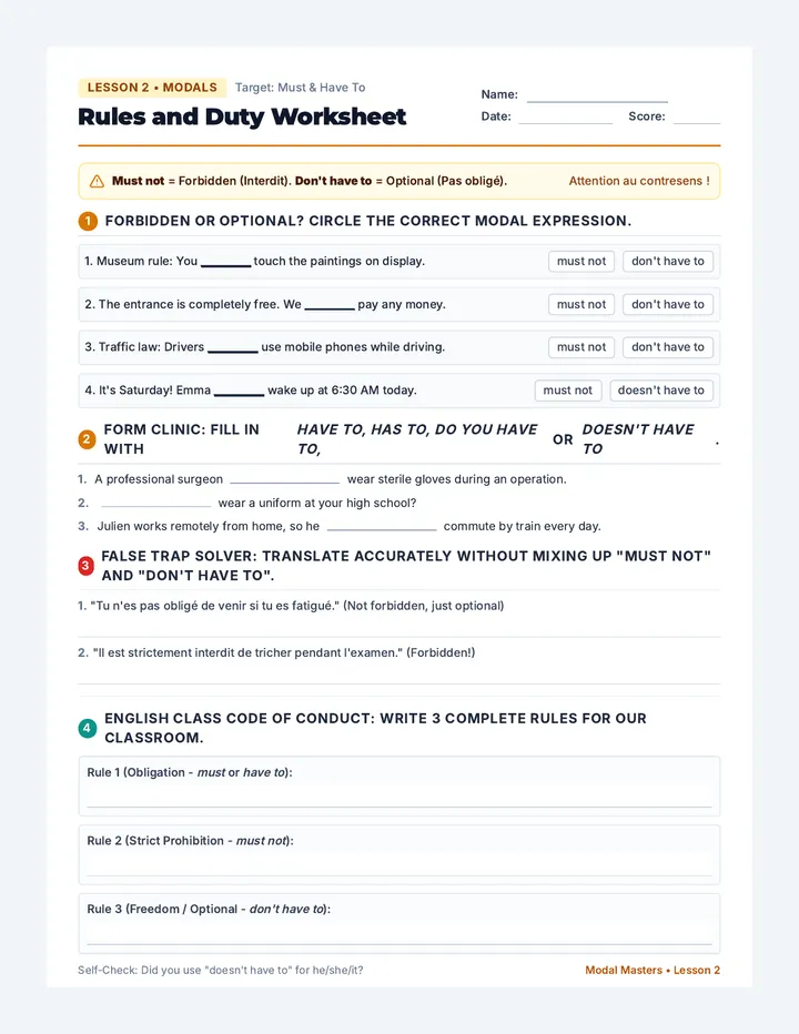 Rules and Duty Worksheet