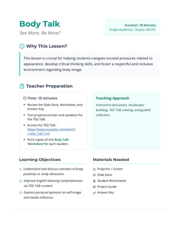 Body Talk Lesson Plan