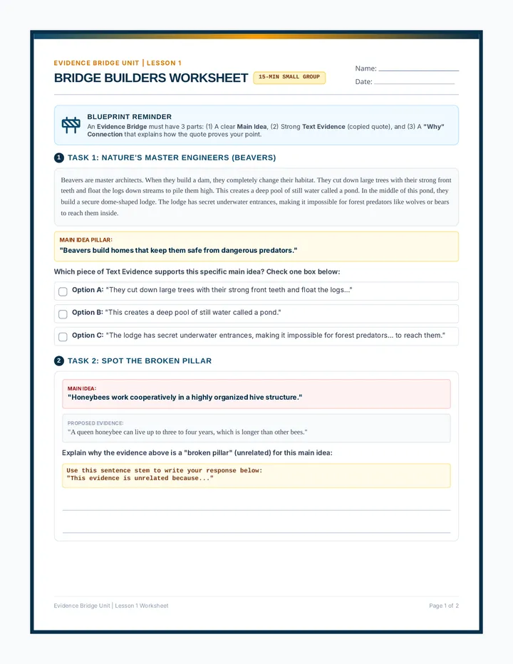Bridge Builders Worksheet