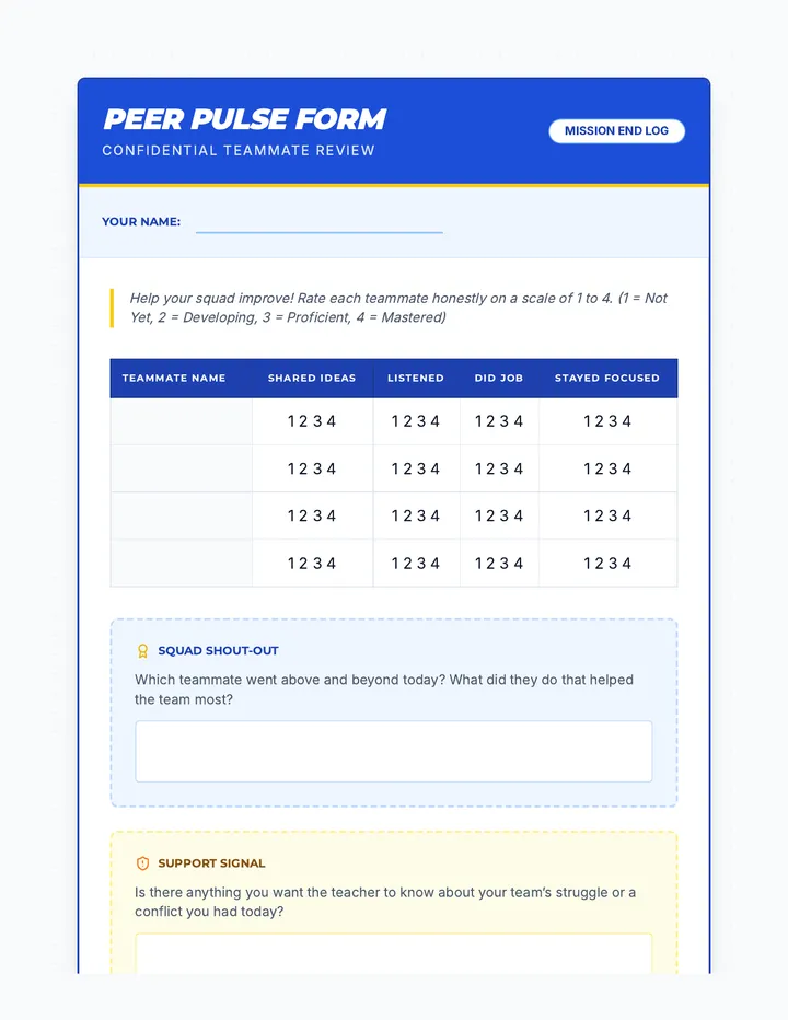 Peer Pulse Form
