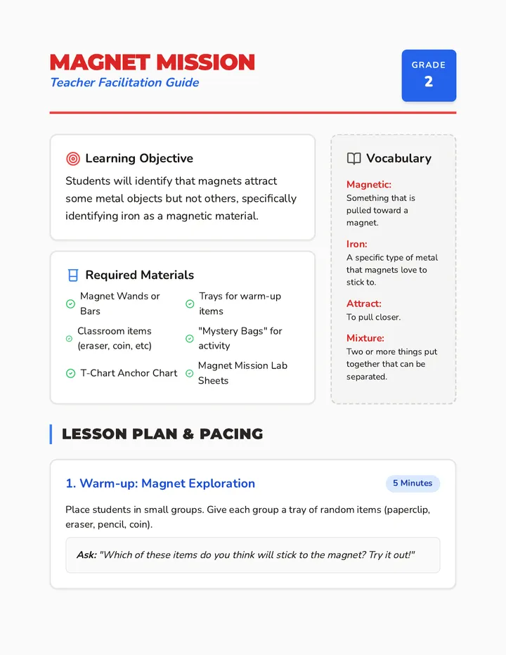 Magnet Mission Teacher Guide