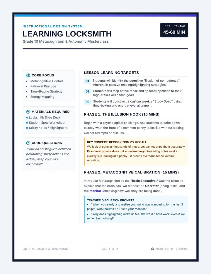 Learning Locksmith Teacher Guide