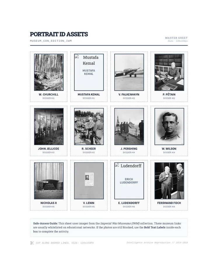 WWI Portrait Cutout Sheet Museum Edition