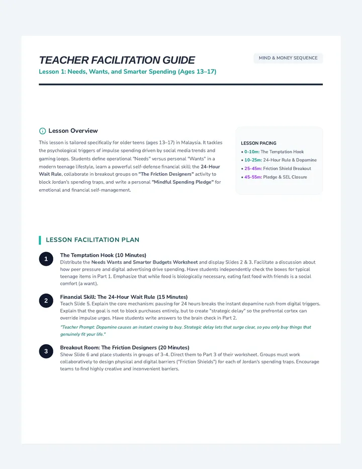 Teen Budgeting Teacher Guide