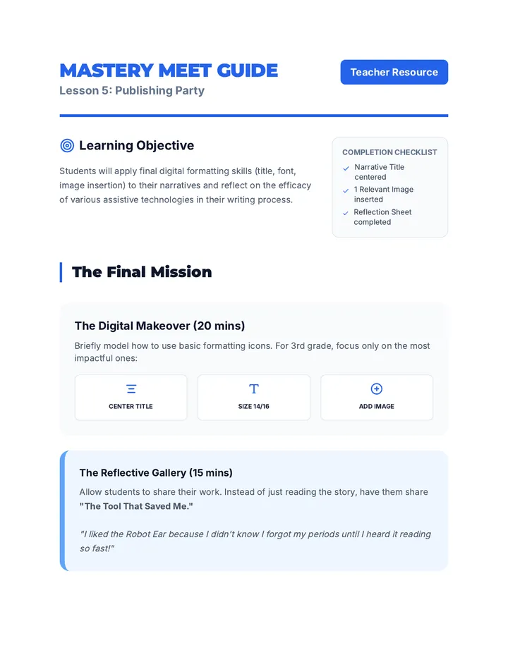 Mastery Meet Teacher Guide