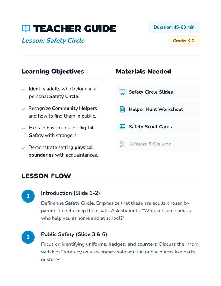 Safety Circle Teacher Guide