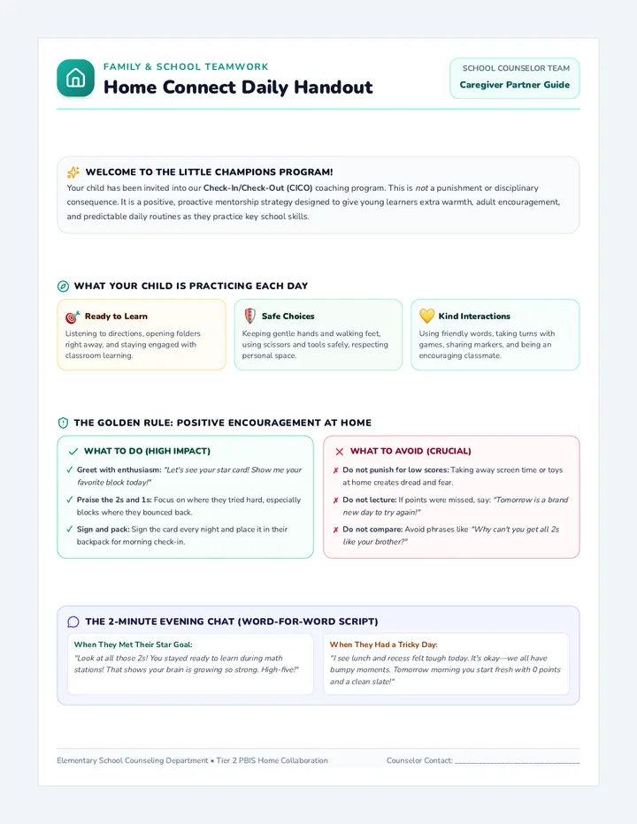 Home Connect Daily Handout