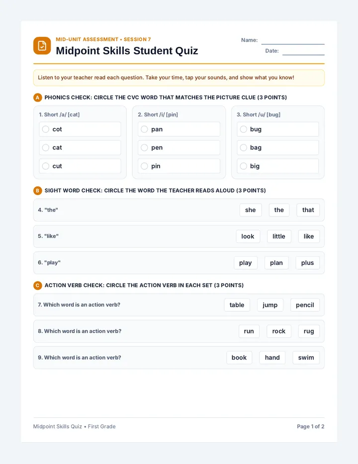 Midpoint Skills Student Quiz
