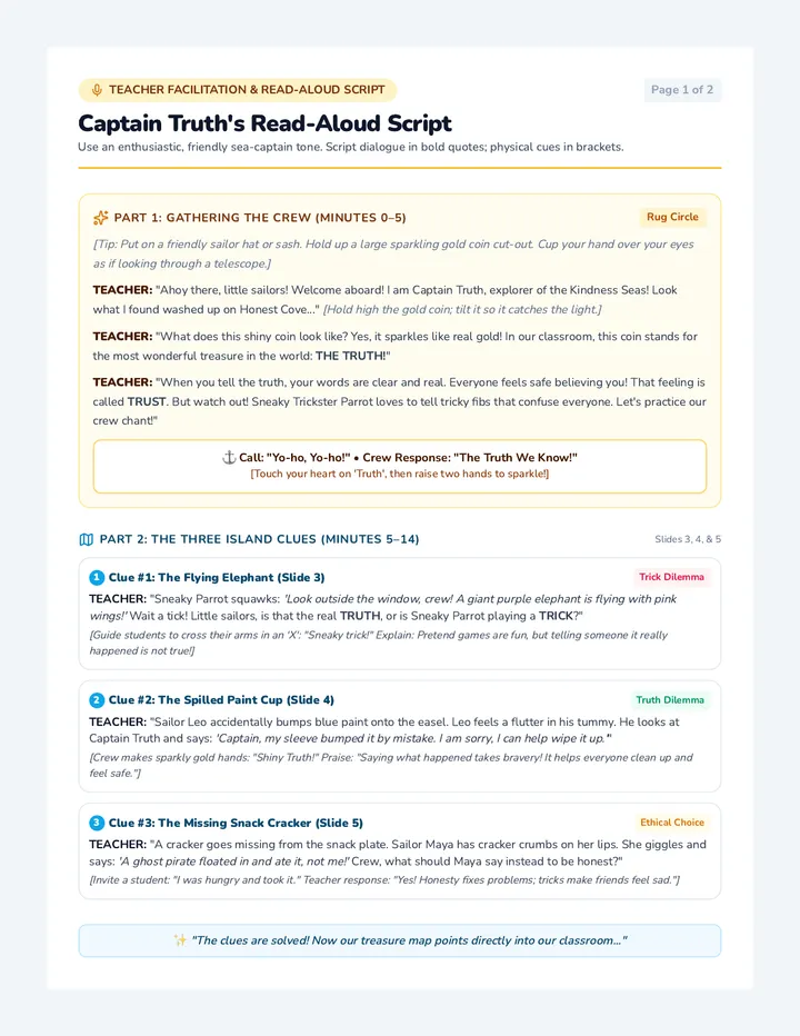 Captain Truth Teacher Script