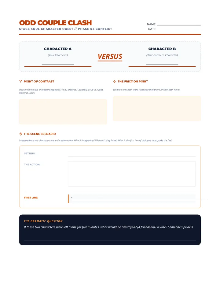 Odd Couple Clash Worksheet