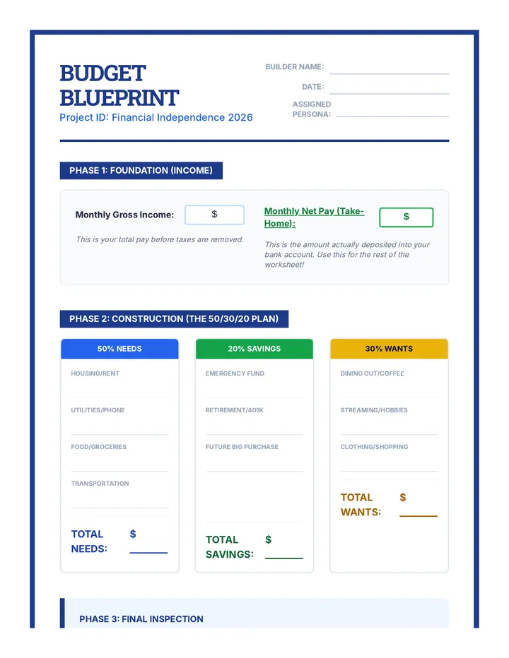 Budget Blueprint Worksheet