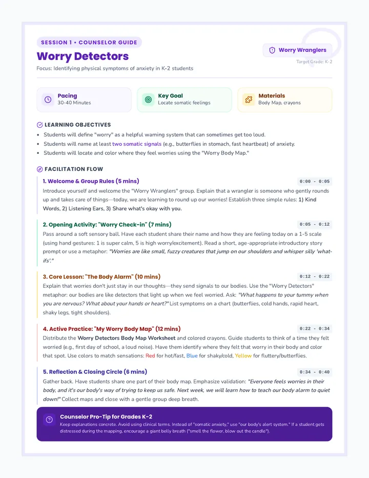 Worry Detectors Lesson Plan
