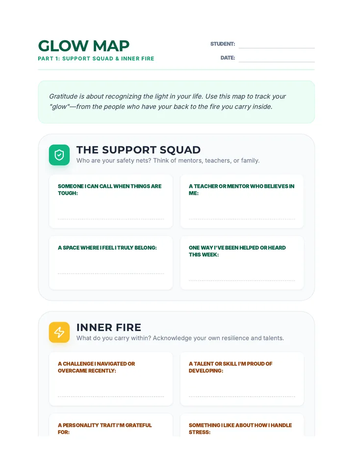 Glow Map Worksheet Front and Back One Page Document