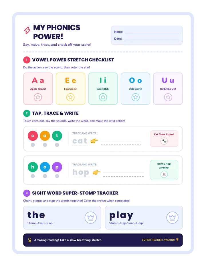 Phonics Power Worksheet