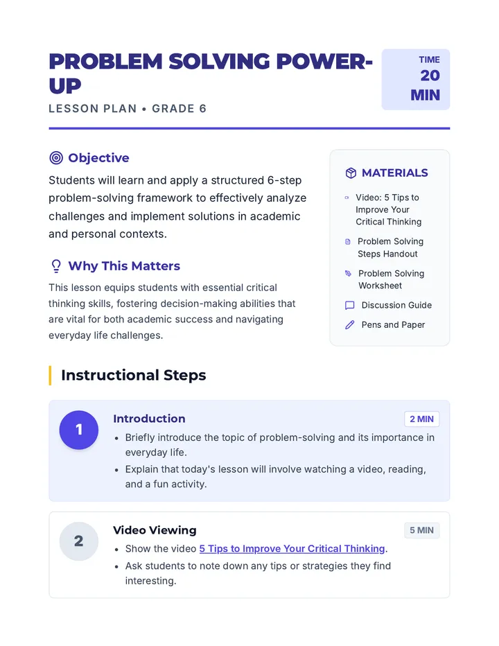 Power Up Lesson Plan Teacher Guide