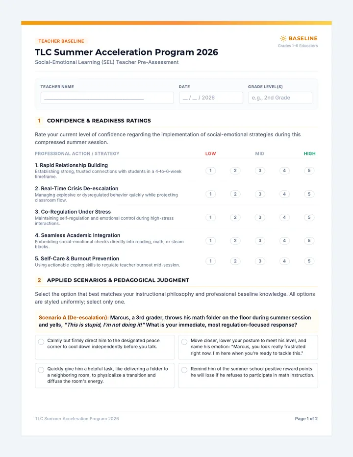 Summer SEL Pre Assessment Document