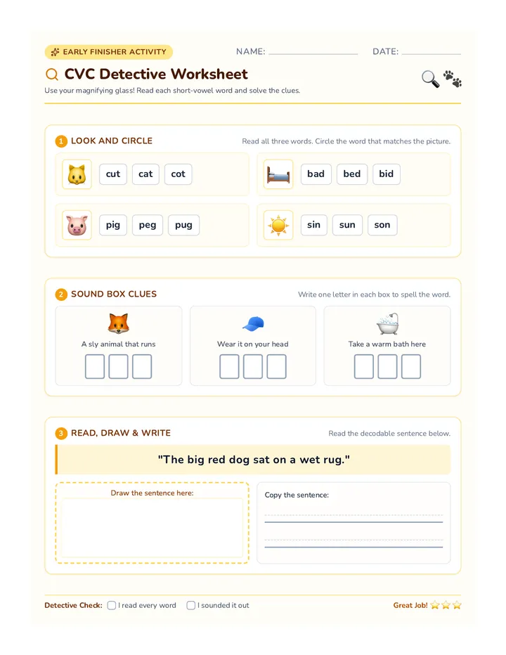 CVC Detective Worksheet