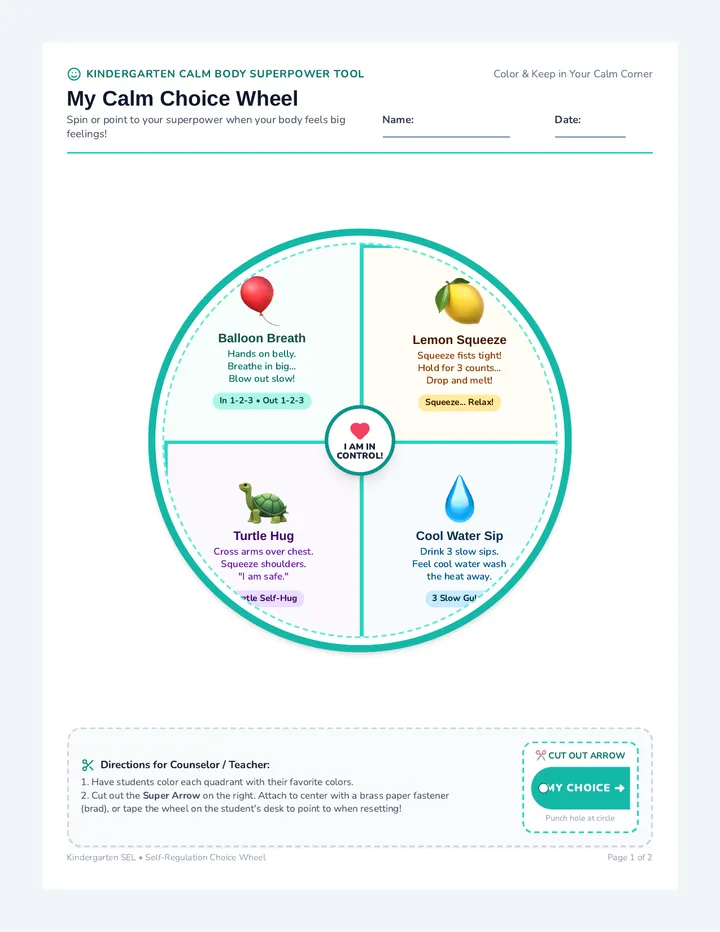 Calm Choice Toolkit Activity