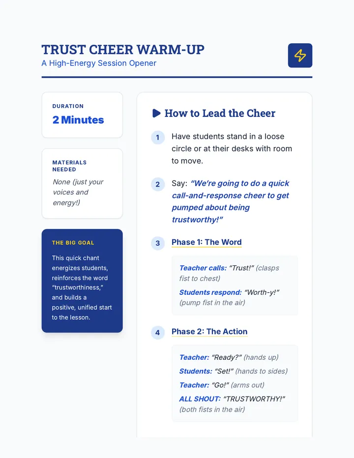 Trust Cheer Warm Up Guide