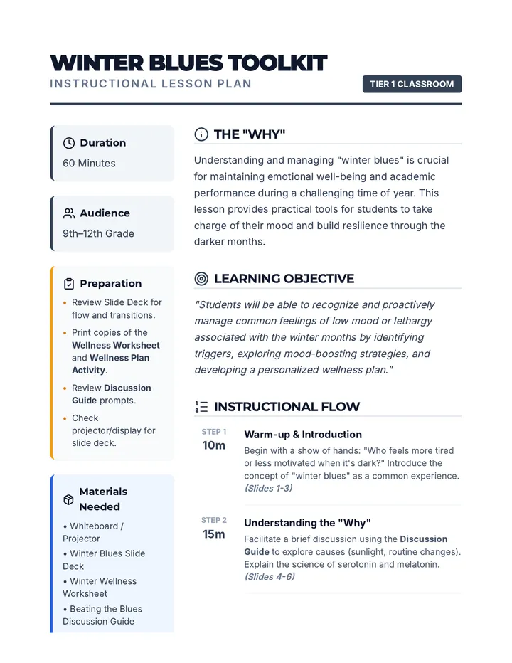 Winter Blues Lesson Plan