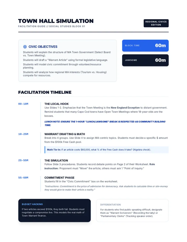 Town Hall Teacher Guide