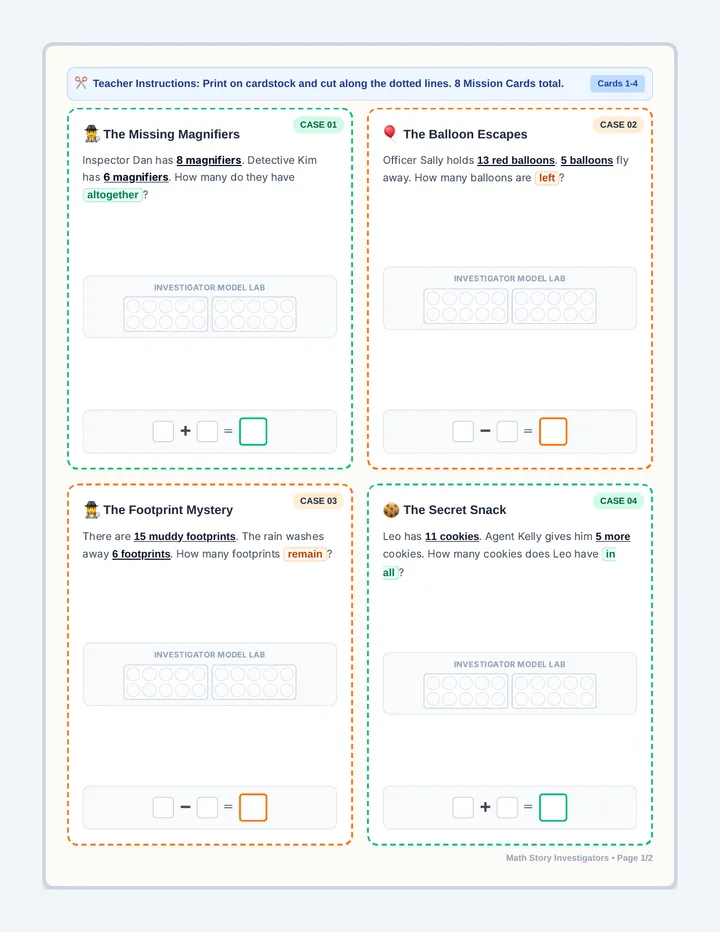 Math Mission Task Cards