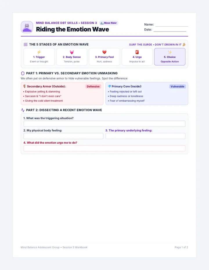 Emotion Wave Student Workbook