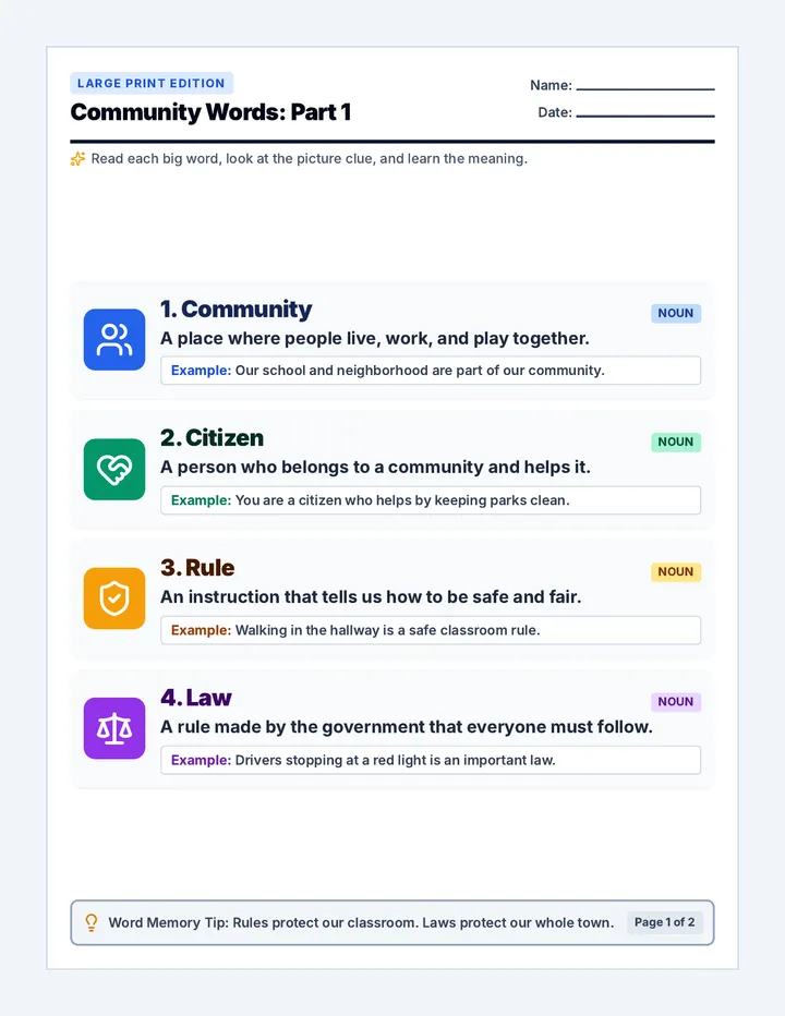Community Words Flashcards
