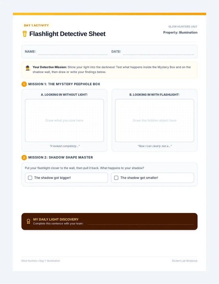 Flashlight Detective Sheet