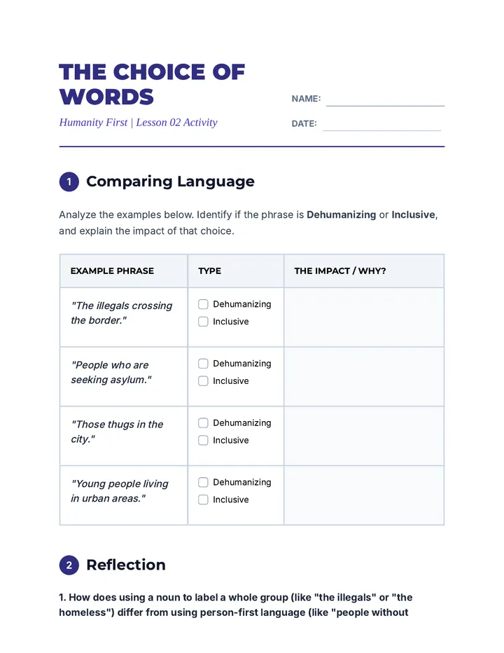The Choice of Words Worksheet