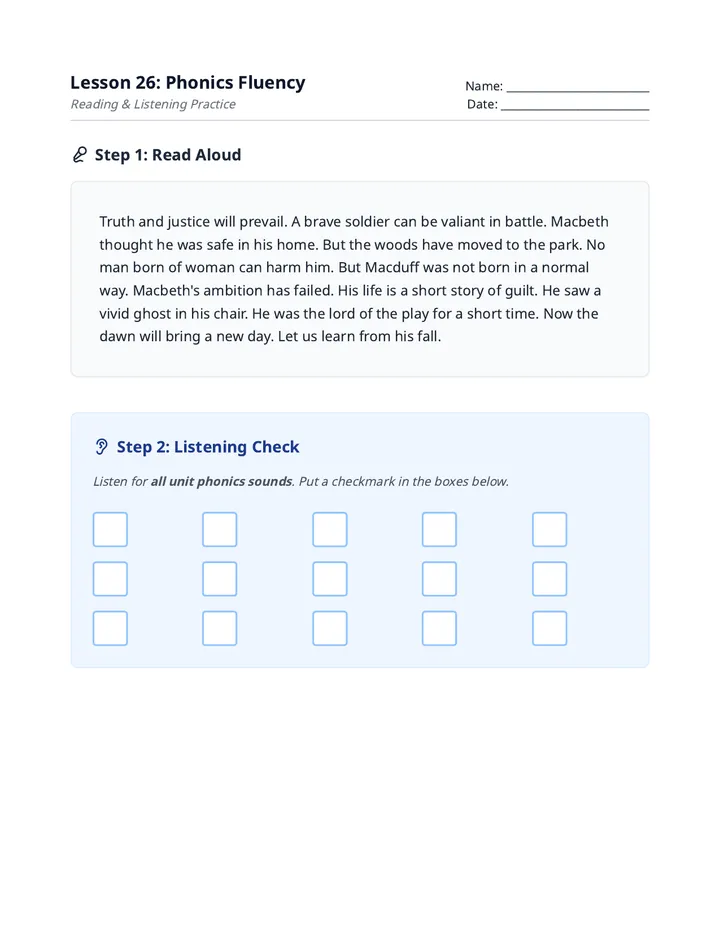 Fluency Practice Handout L26
