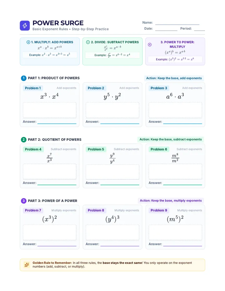 Power Surge Worksheet