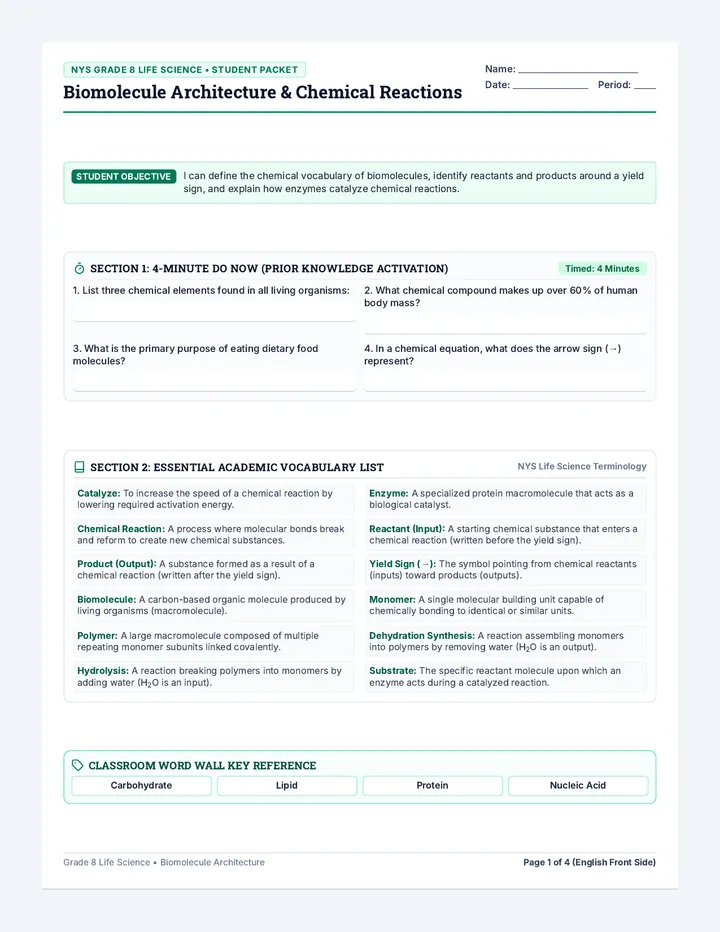 Biomolecule Architecture Student Packet