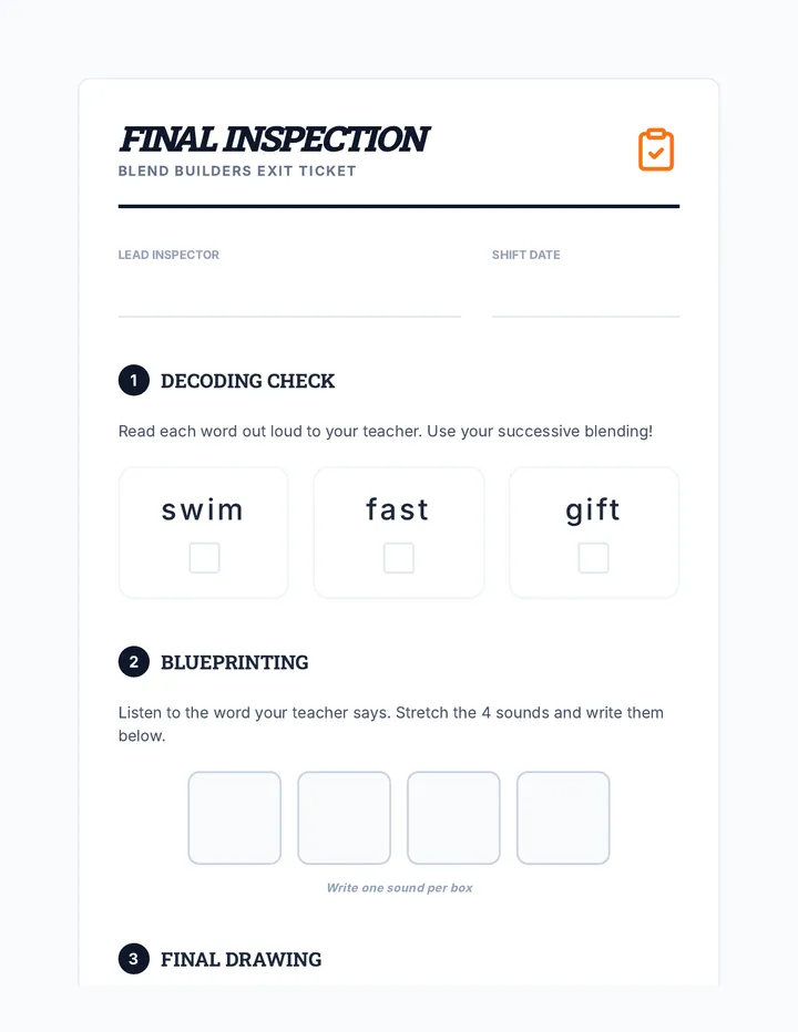 Blend Builders Inspection Ticket