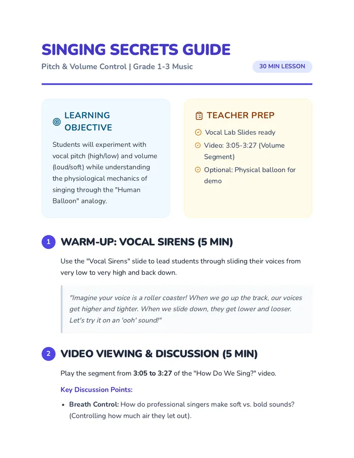 Singing Secrets Teacher Guide