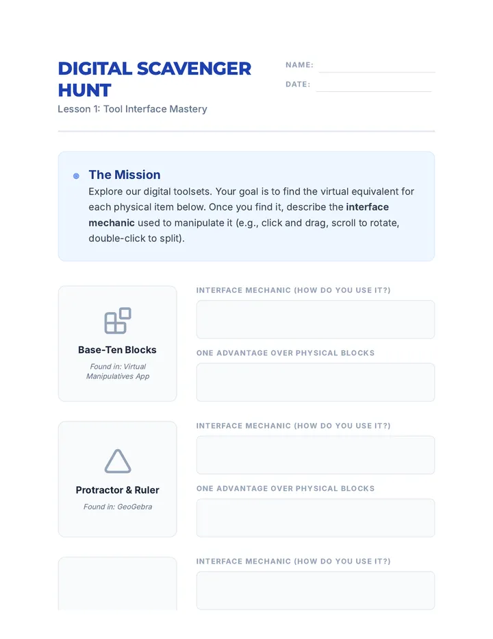 Scavenger Hunt Worksheet