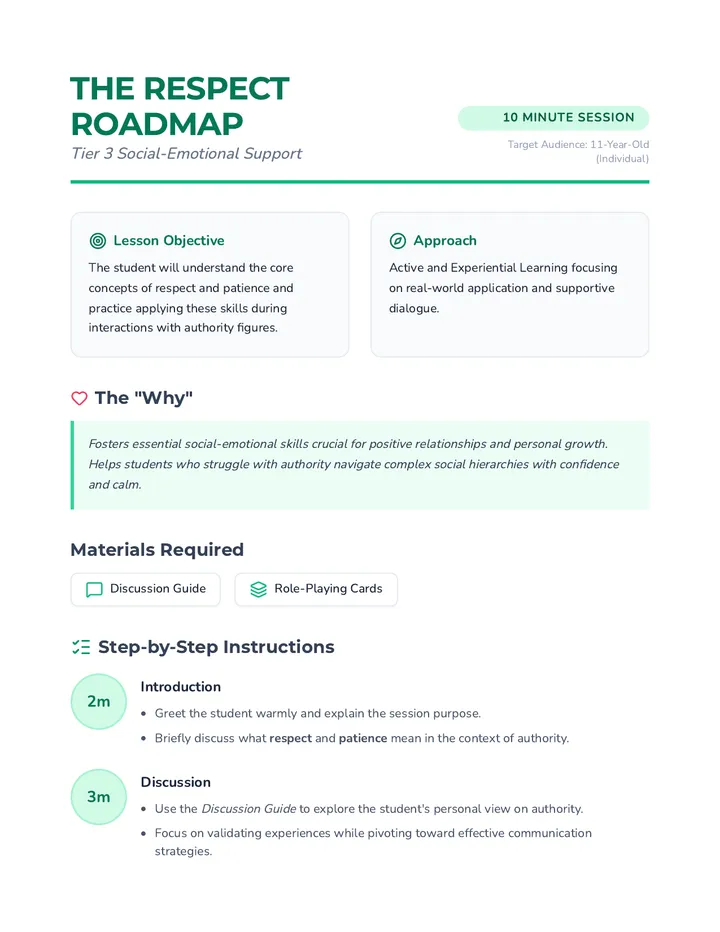 Respect Roadmap Lesson Plan
