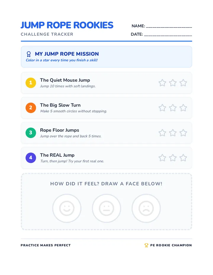 Jump Rope Challenge Worksheet