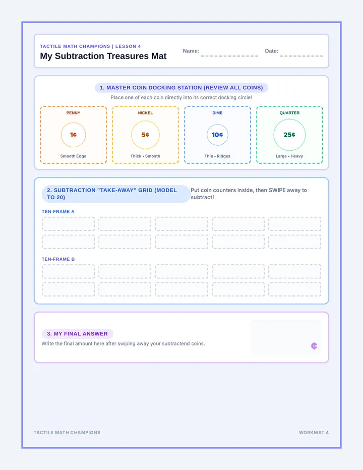 Subtraction Treasures Workmat