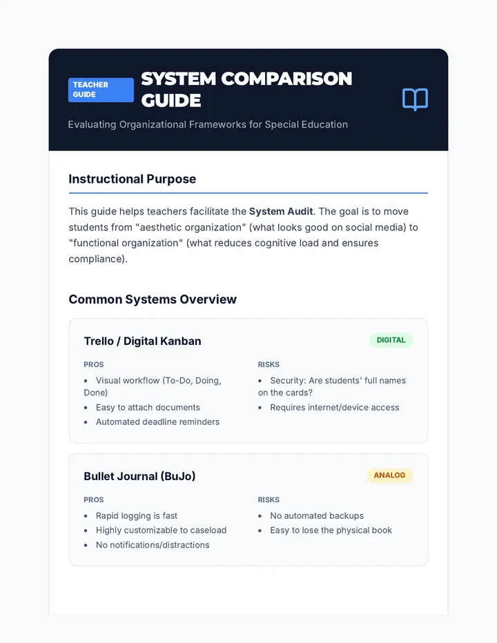 System Comparison Teacher Guide