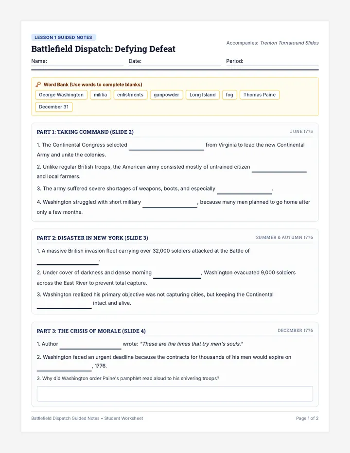 Battlefield Dispatch Guided Notes