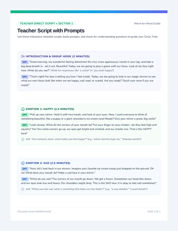 Teacher Script Prompts