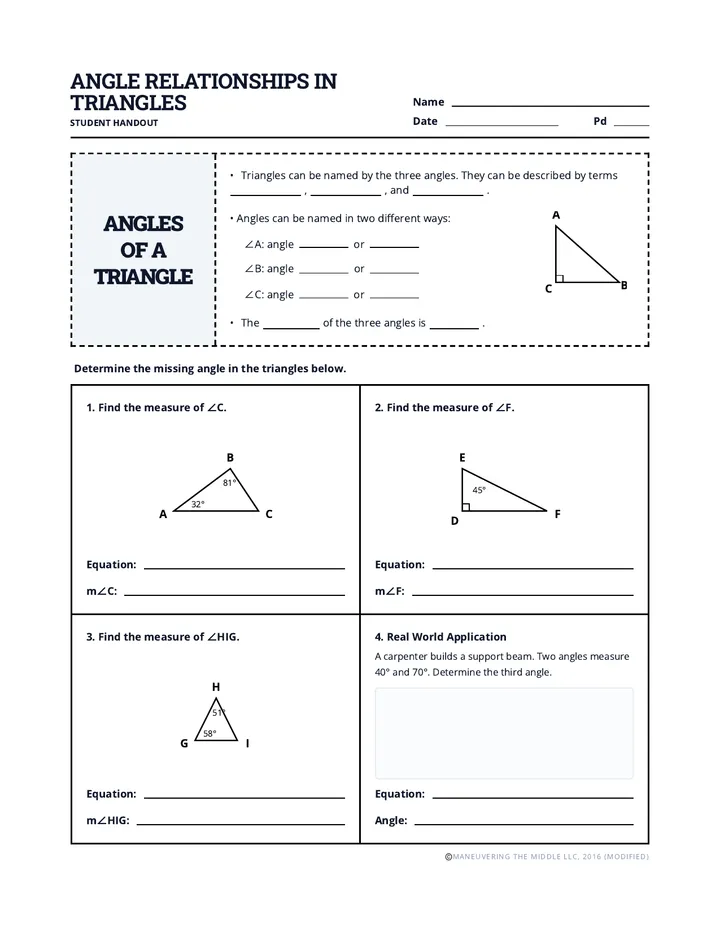 Triangle Sum Secrets Handout