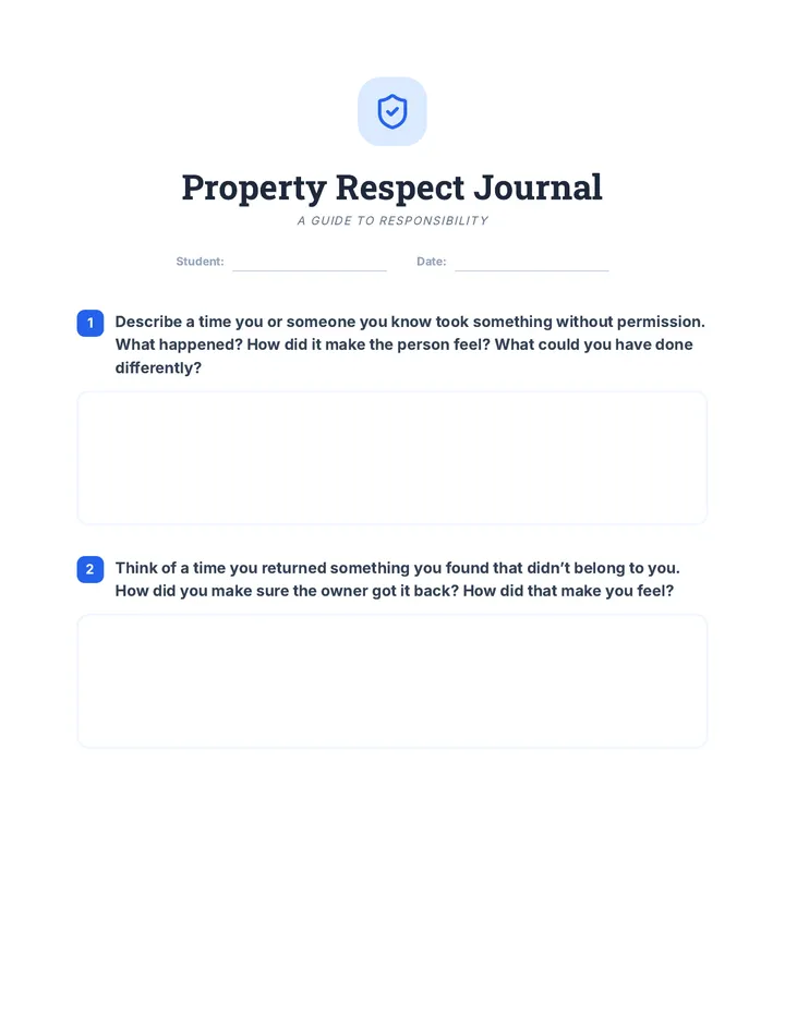 Property Respect Reflection Journal material