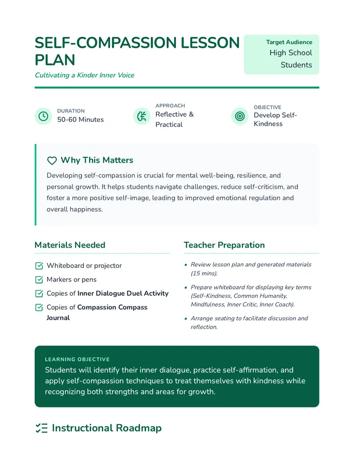 Self-Compassion Lesson Plan