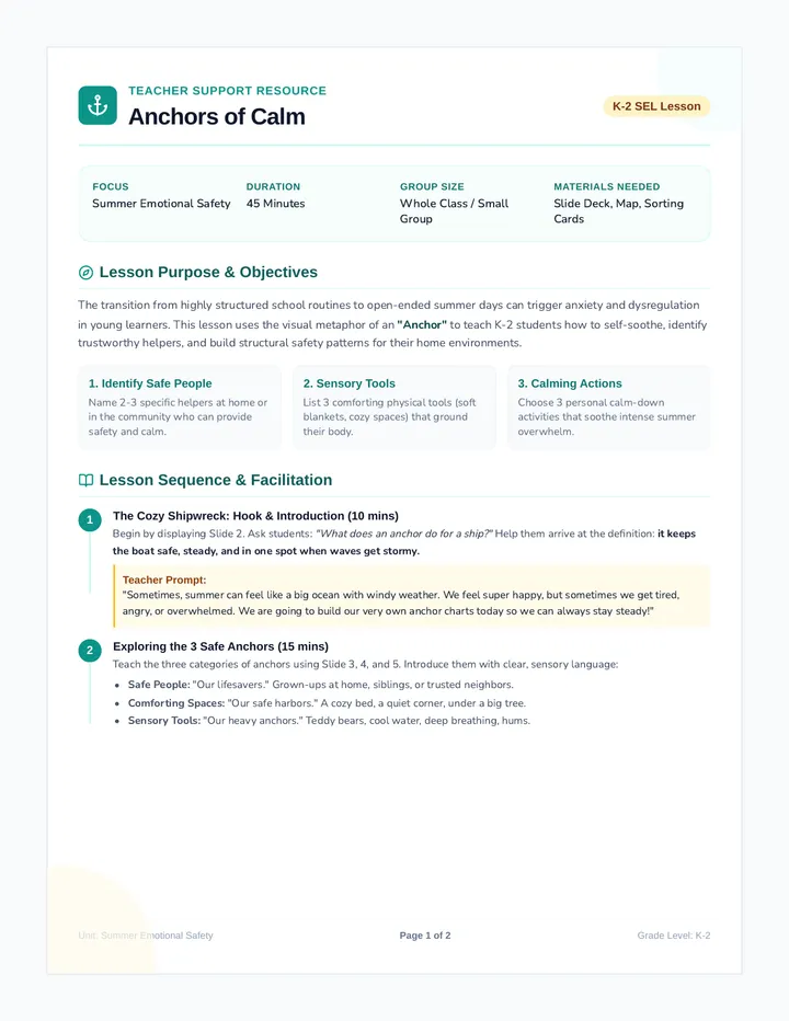 Calm Anchors Teacher Guide