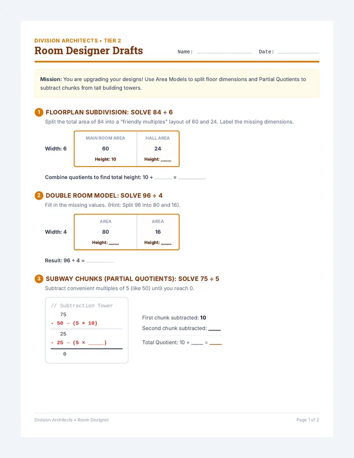Room Designer Worksheet
