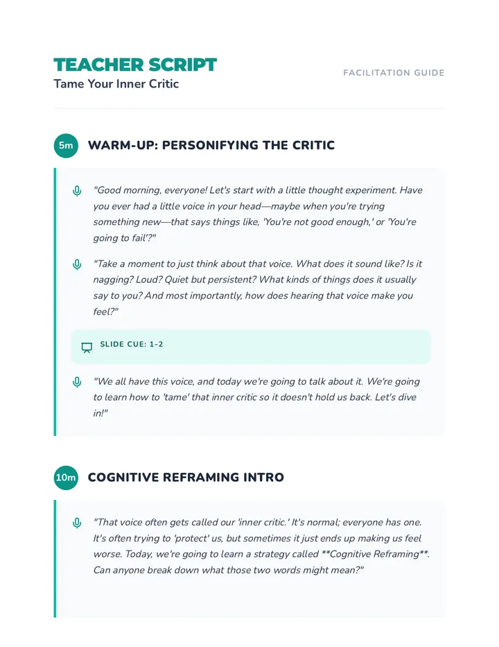 Taming Your Inner Critic Script Guide