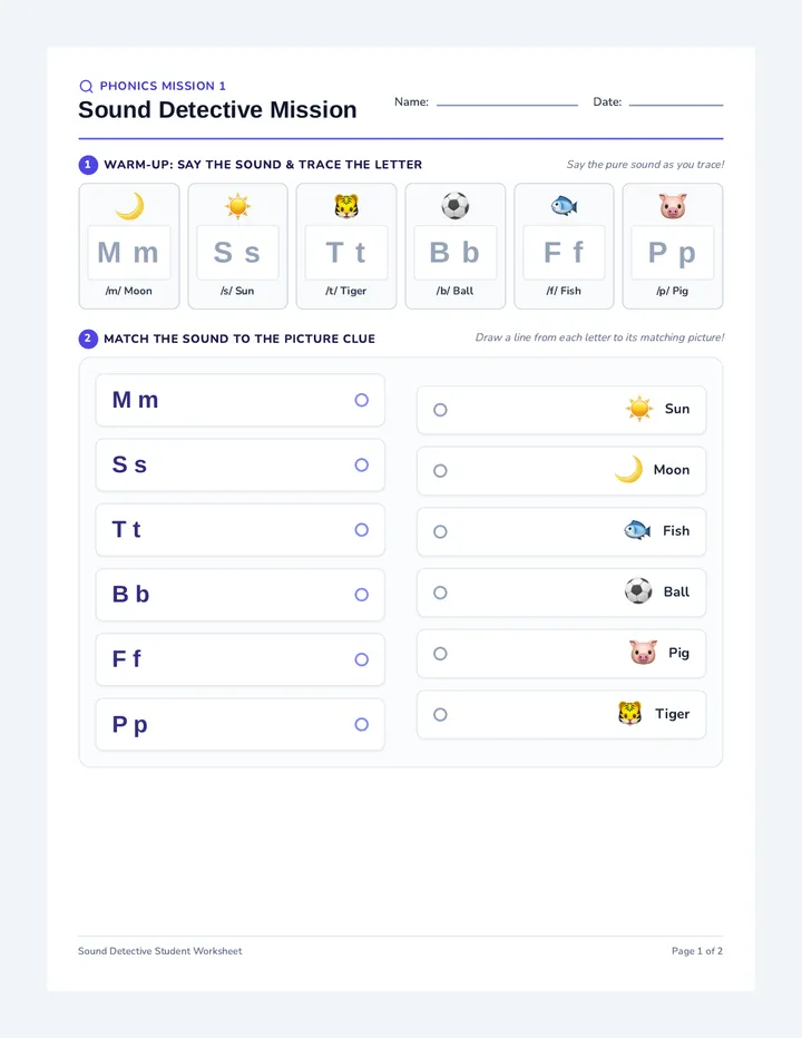 Sound Detective Student Worksheet
